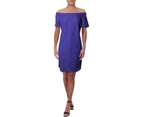 Lauren Ralph Lauren Womens Off-The-Shoulder Mini Purple Casual Dress