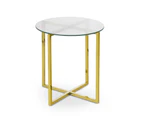 Luxe Round 50cm Side Table in Polished Gold with Clear Tempered Glass