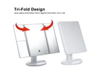 USB/Battery Operated Tri-Folded LED Vanity Table Makeup Mirror - White