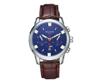 42mm Men Leather Wrist Watch - Blue