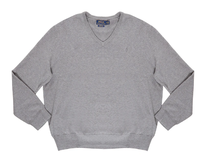 Polo Ralph Lauren Men's Cotton V-Neck Sweater - Grey