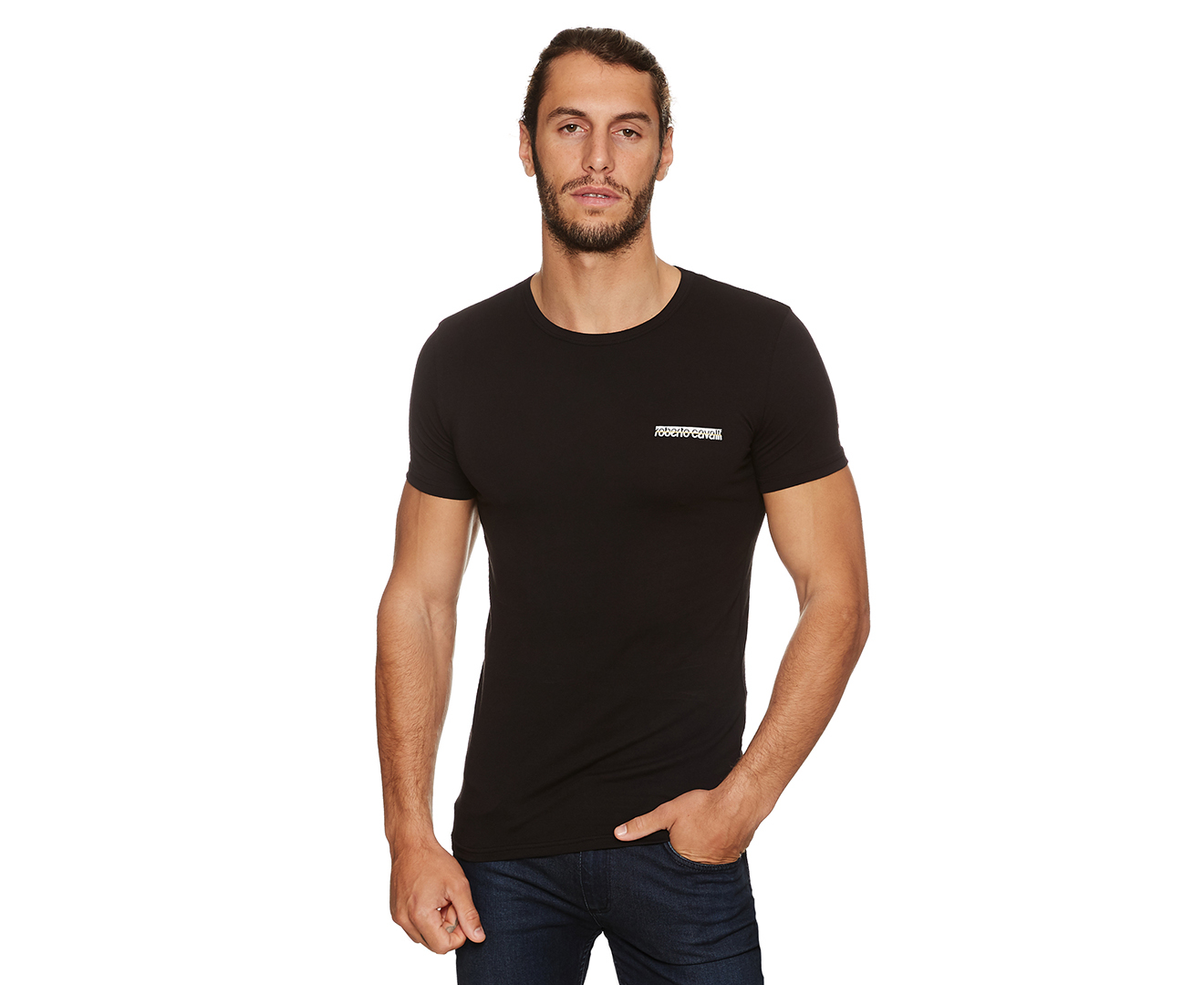 Roberto Cavalli Men's Basic Round Neck Tee / T-Shirt / Tshirt - Black ...
