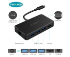 dodocool 7-in-1 Multifunction USB-C Hub with Type-C Power Delivery 4K Video HD/VGA Output Port - Black