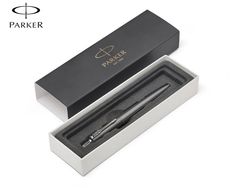 Parker Jotter Premium Oxford Grey w/ Pinstripe Pattern Ballpoint Pen - Blue Ink