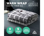 Bedding Electric Throw Rug Flannel Snuggle Blanket Washable Heated Grey and White Checkered