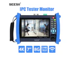 4K 7 inch IPC CCTV Camera Monitor Tester CVBS Analog Test Touch Screen With IP Discovery/HDMI Output/8GB/WIFI/PoE/4K H.265/PTZ Control