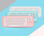 Select Mall Mini Wireless Keyboard and Mouse Set Round Bluetooth Keyboard and Mouse - PINK