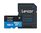 Lexar High Performance 633x 128GB microSDXC UHS-I Card - Upto 95MB/s U3 C10 V30 LSDMI128BBAP633A