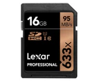 Lexar Professional 633x 16GB SDHC/SDXC UHS-I Card - Upto 95MB/s Class 10 LSD16GCB1AP633