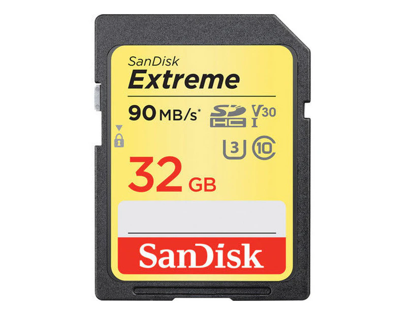 Sandisk Extreme 90MB/s U3 V30 Class 10 4K SDHC 32GB - Au Stock