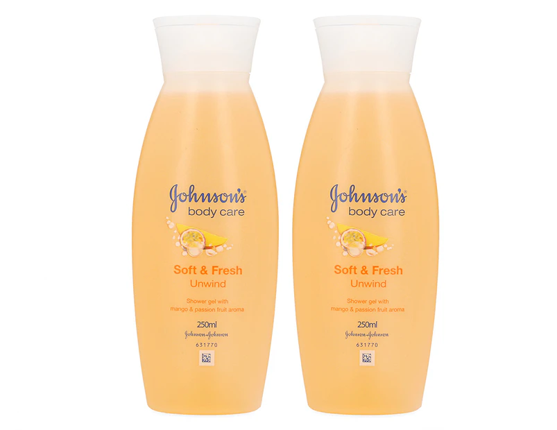 2 x Johnson's Soft & Fresh Unwind Shower Gel 250mL