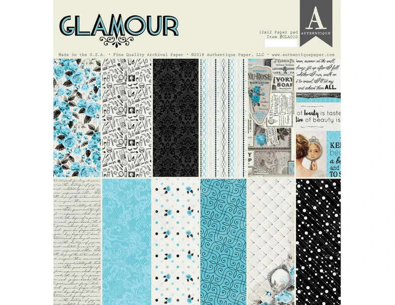 Authentique Double-Sided Cardstock Pad 12"X12" 18/Pkg-Glamour, 6 Designs/3 Each
