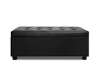 Artiss PU Leather Storage Ottoman - Black