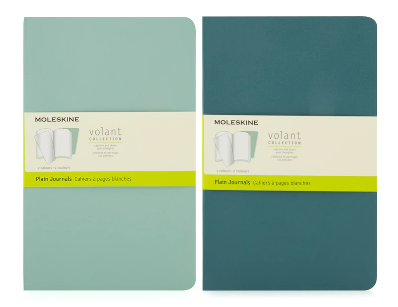 Moleskine Large Volant Collection Plain Soft Cover Journal 2-Pack - Sage Green