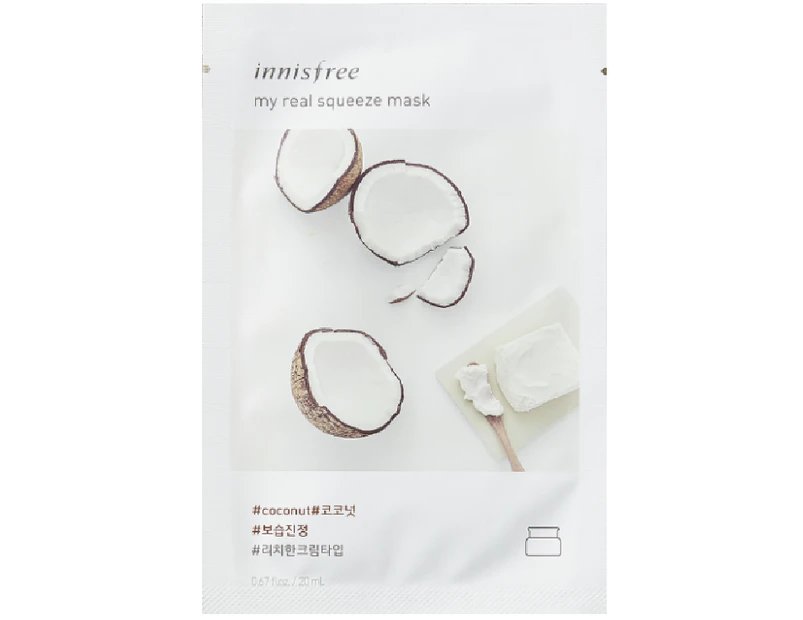 5 pieces x Innisfree My Real Squeeze Face Mask #Coconut 20ml