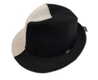Men's Wool Trilby Hat Warm Winter Fedora Brim - White/Black