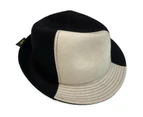 Men's Wool Trilby Hat Warm Winter Fedora Brim - White/Black