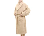 Luxury 18 OZ/550 GSM Thick Terry Fabric Orgnically Natural Colour Pure Cotton Bath Robe Dressing Gowns Unisex Men and Women - Wheat