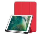 For iPad Air 3 (2019) Case,Karst Texture PU Leather Folio Cover,Pen Slot,Red