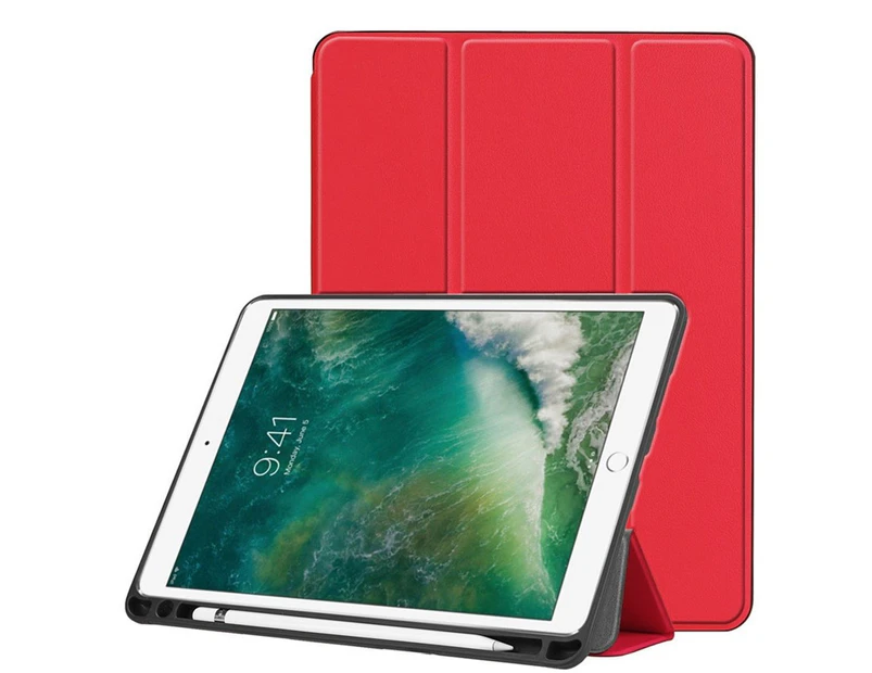 For iPad Air 3 (2019) Case,Karst Texture PU Leather Folio Cover,Pen Slot,Red