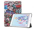 For iPad mini 5 2019 Case,Karst Texture Folio PU Leather Smart Cover,Graffiti