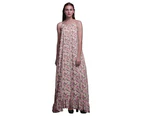 Bimba Floral Leaves & Cardamine Womens Sleepwear Long Nightgown Printed Spaghetti Strap Ladies Nightwear - Light Pink
