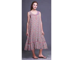 Bimba Floral Anemone & Periwinkle  Cotton Nightgowns For Women  Mid-Calf Printed Sleepwear Night Dress - Light Pink