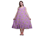 Bimba Butterfly Butterflies  Cotton Nightgowns For Women  Mid-Calf Printed Sleepwear Night Dress - Lavender