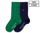 Tommy Hilfiger Kids' Basic Socks 2-Pack - Island Green/Navy Blue