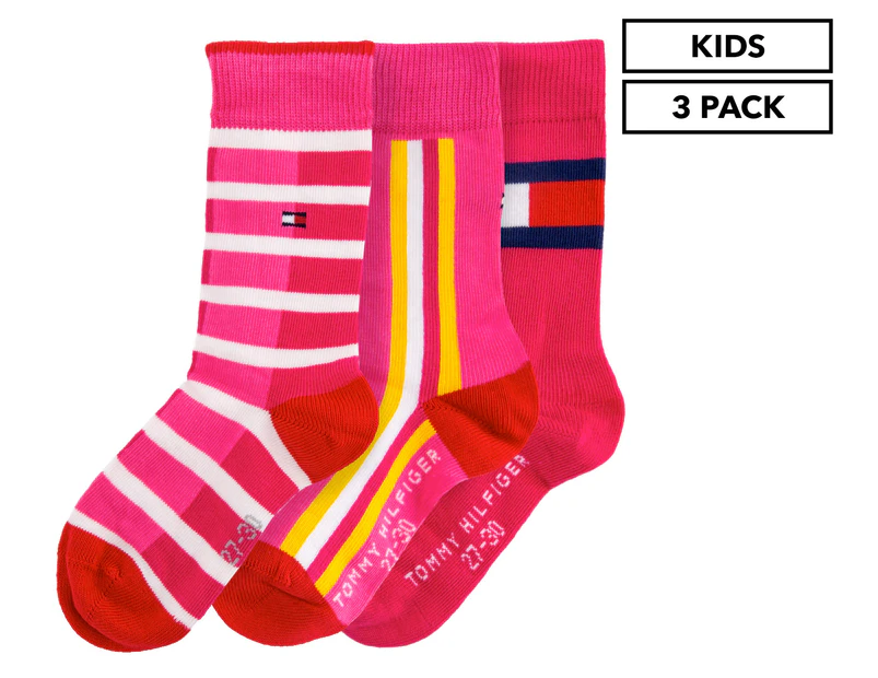 Tommy Hilfiger Kids' High Socks 3-Pack Gift Box - Rose Melange