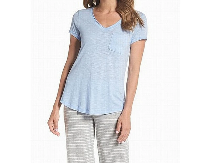 PJ Salvage Blue Women's Size Large L V-Neck Front Pocket Sleepshirt