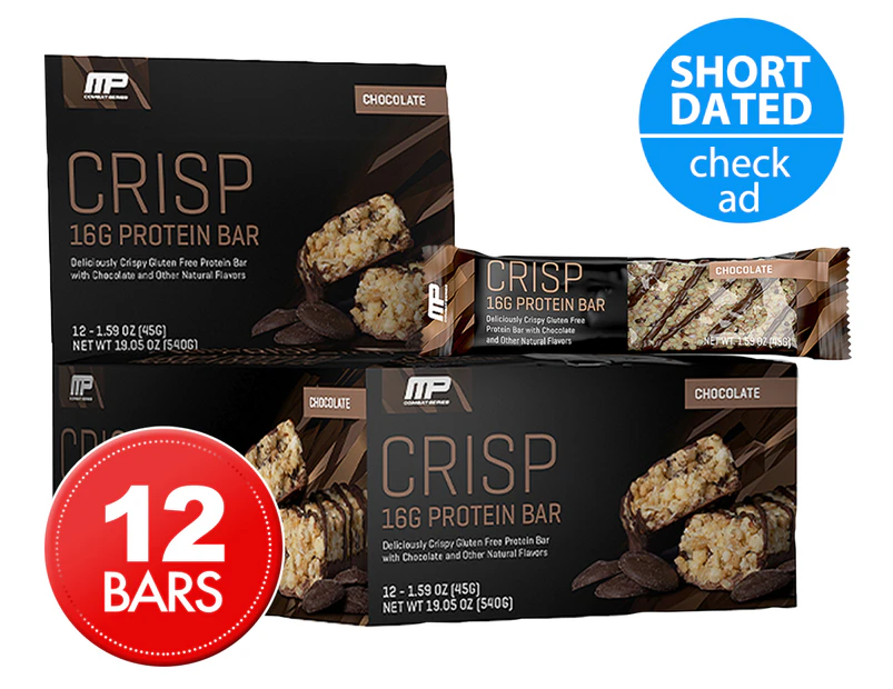 12 x MusclePharm Crisp Protein Bar Chocolate 45g