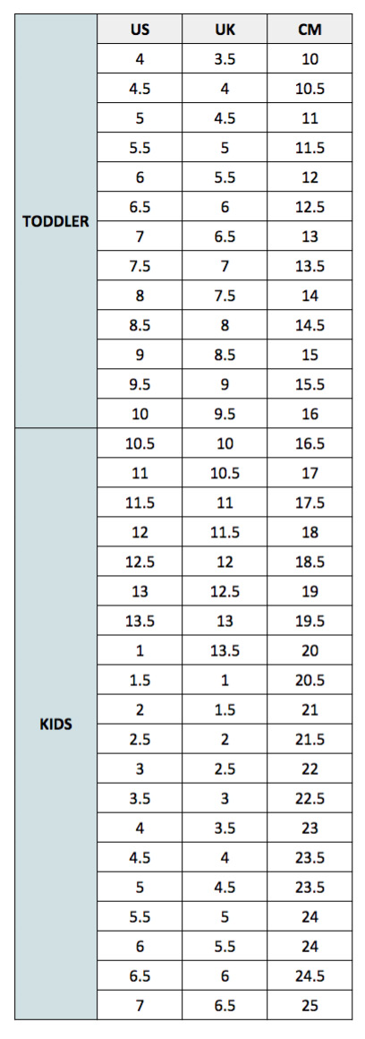 levi's shoes size chart