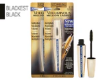 2 x L'Oréal Voluminous Million Lashes Waterproof Mascara 9.5mL - Blackest Black