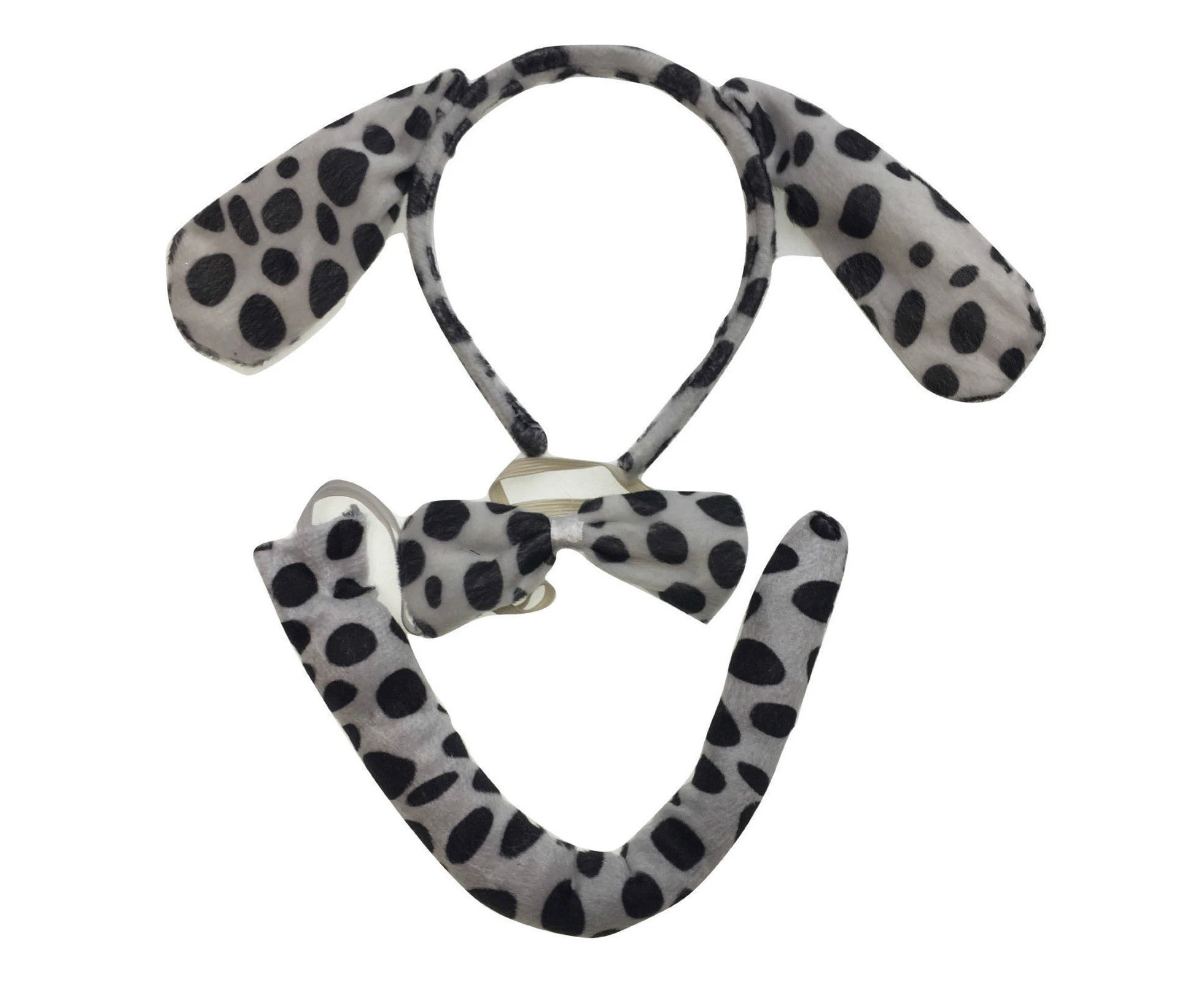 3pcs Dog Dalmatian Ear Headband With Bow Tail Halloween Costume