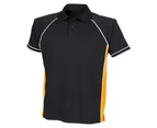 Finden & Hales Kids Unisex Piped Performance Sports Polo Shirt (Black/ Amber/ White) - RW429