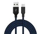 Catzon 1M 2M 3M Several Packs USB Type C Cable Nylon Braided Phone Cable Fast Charger Cable USB Cord -Black Blue