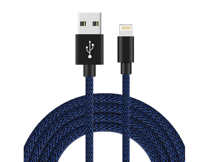 Catzon 1M 2M 3M Several Packs W iPhone Cable Phone Charger Nylon Braided Fast Charger Cable USB Cord -Black Blue
