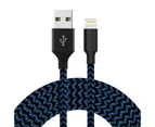 Catzon 1M 2M 3M Several Packs iPhone Cable Phone Charger Nylon Braided Fast Charger Cable USB Cord -Black Blue