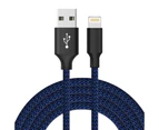 Catzon 1M 2M 3M Several Packs WH iPhone Cable Phone Charger Nylon Braided Fast Charger Cable USB Cord -Black Blue