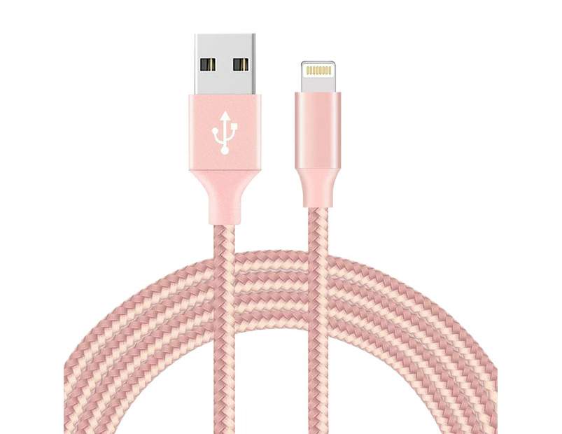 Catzon 1M 2M 3M Several Packs iPhone Cable Phone Charger Nylon Braided Fast Charger Cable USB Cord -Pink