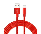 Catzon 1M 2M 3M Several Packs iPhone Cable Phone Charger Nylon Braided Fast Charger Cable USB Cord -Red