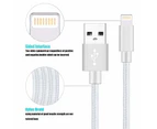 Catzon 1M 2M 3M Several Packs iPhone Cable Phone Charger Nylon Braided Fast Charger Cable USB Cord -Silver