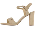 Giorgio Picino Women's Suede Square Heel Sandal - Beige
