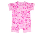 Bonds Baby Short Sleeves Zip Romper Wondersuit - Puffer Fish Party Gumball Pink