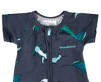 Bonds Baby Short Sleeve Zip Wondersuit - Shark Bay Blue Chambray