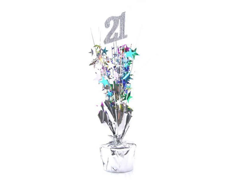 Number 21 Silver & Multi Coloured Stars Centrepiece
