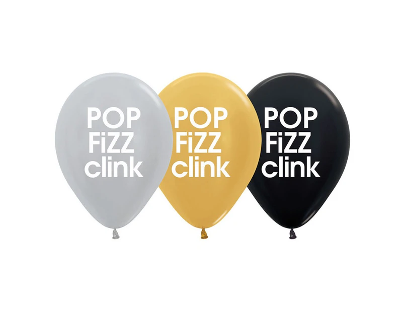 Pop Fizz Clink Latex Balloons Pack of 6