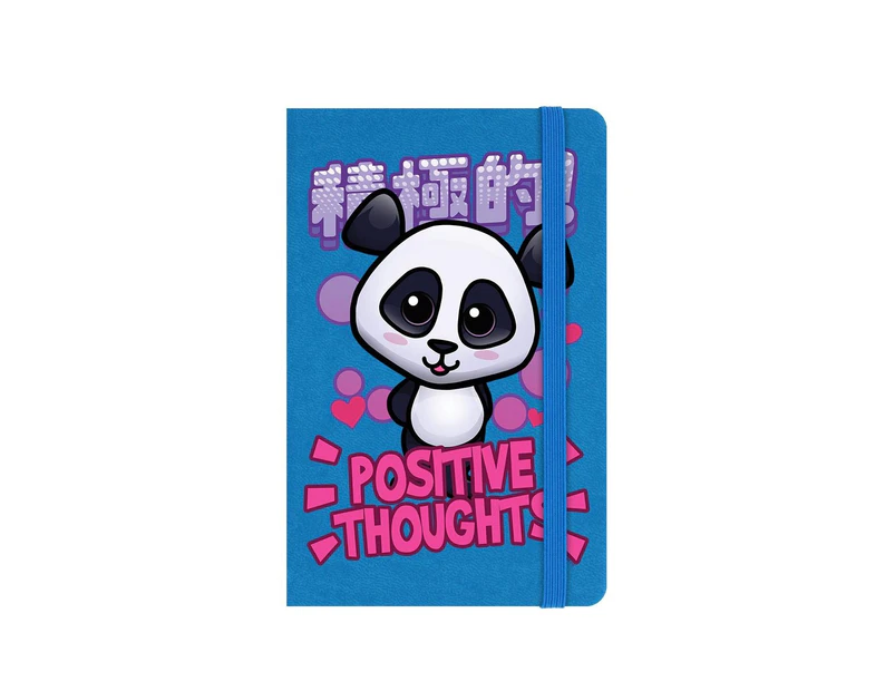Handa Panda Positive Thoughts A6 Hard Cover Notebook (Blue) - GR568