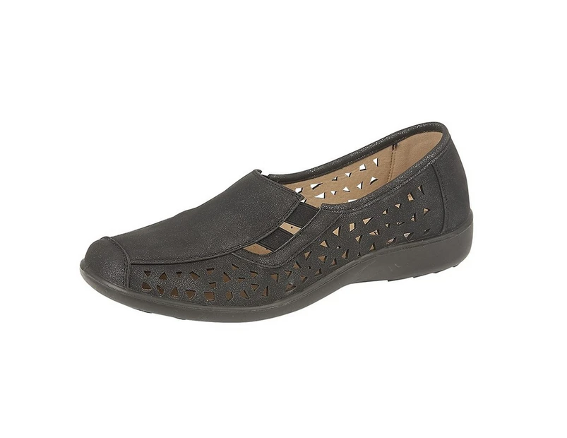 Boulevard Womens Nubuck Side Gusset Summer Casual Shoes (Black) - DF1758